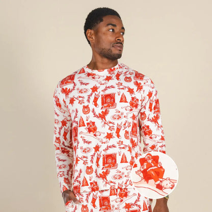 The Santa Slays | Christmas Toile SleepDeep™ Men’s Long Sleeve Pajama Shirt