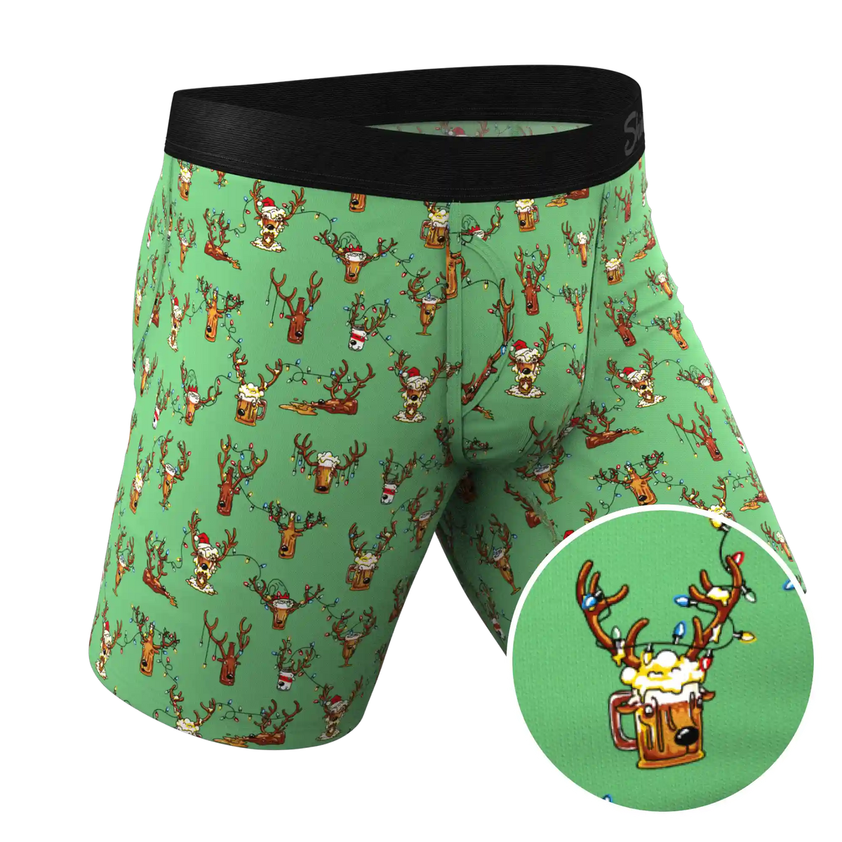 The Blitzened | Reindeer Beer Ball Hammock® Boxer - Long Leg