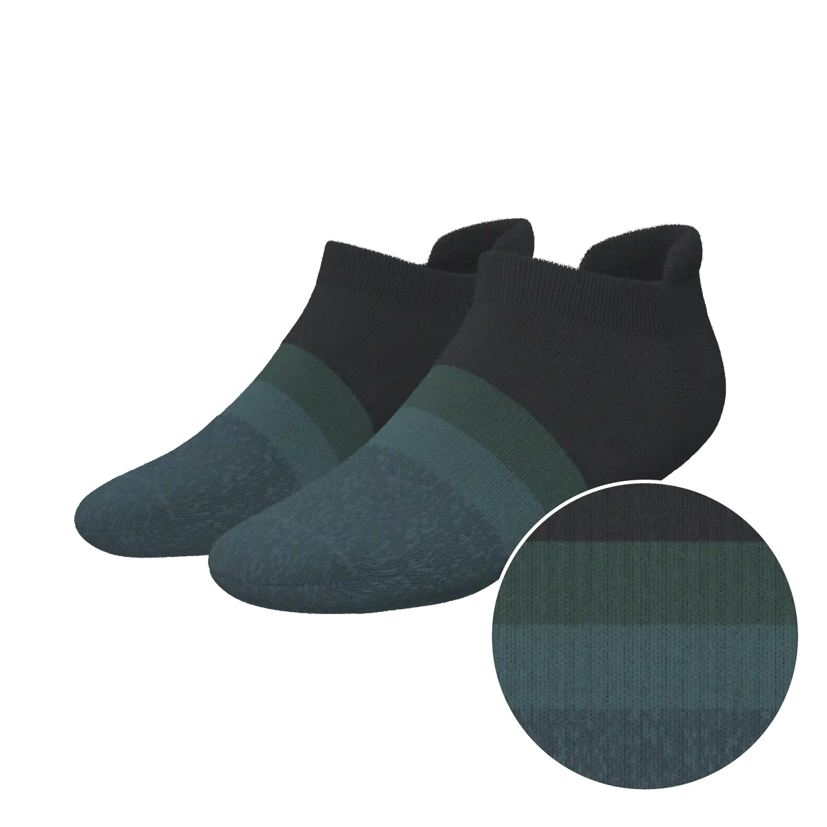 The Night Owl | Black and Teal Heel Hammock™ Ankle Socks