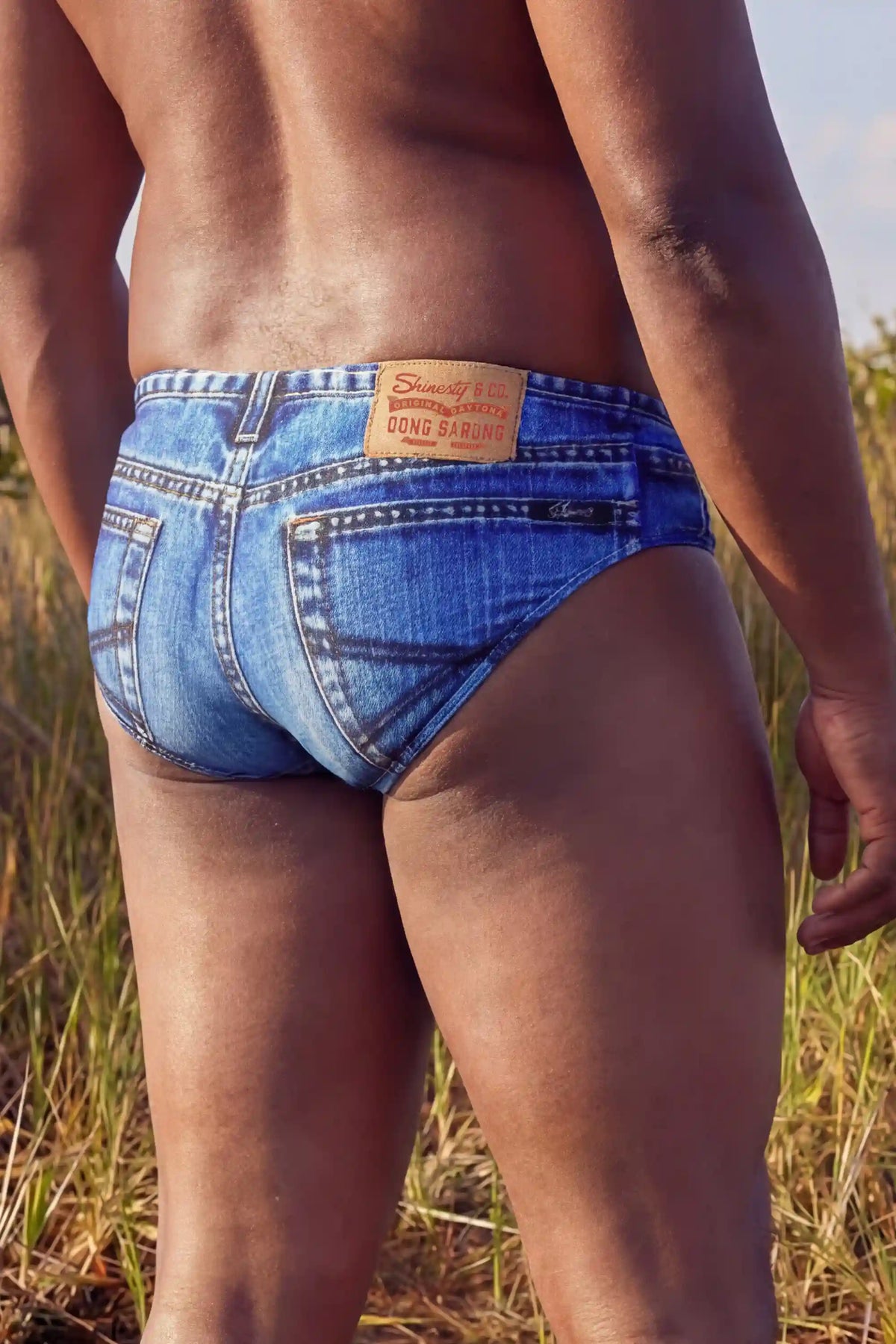 The Daytona Dong Sarong  | Denim Print Ball Hammock® Pouch Swim Briefs