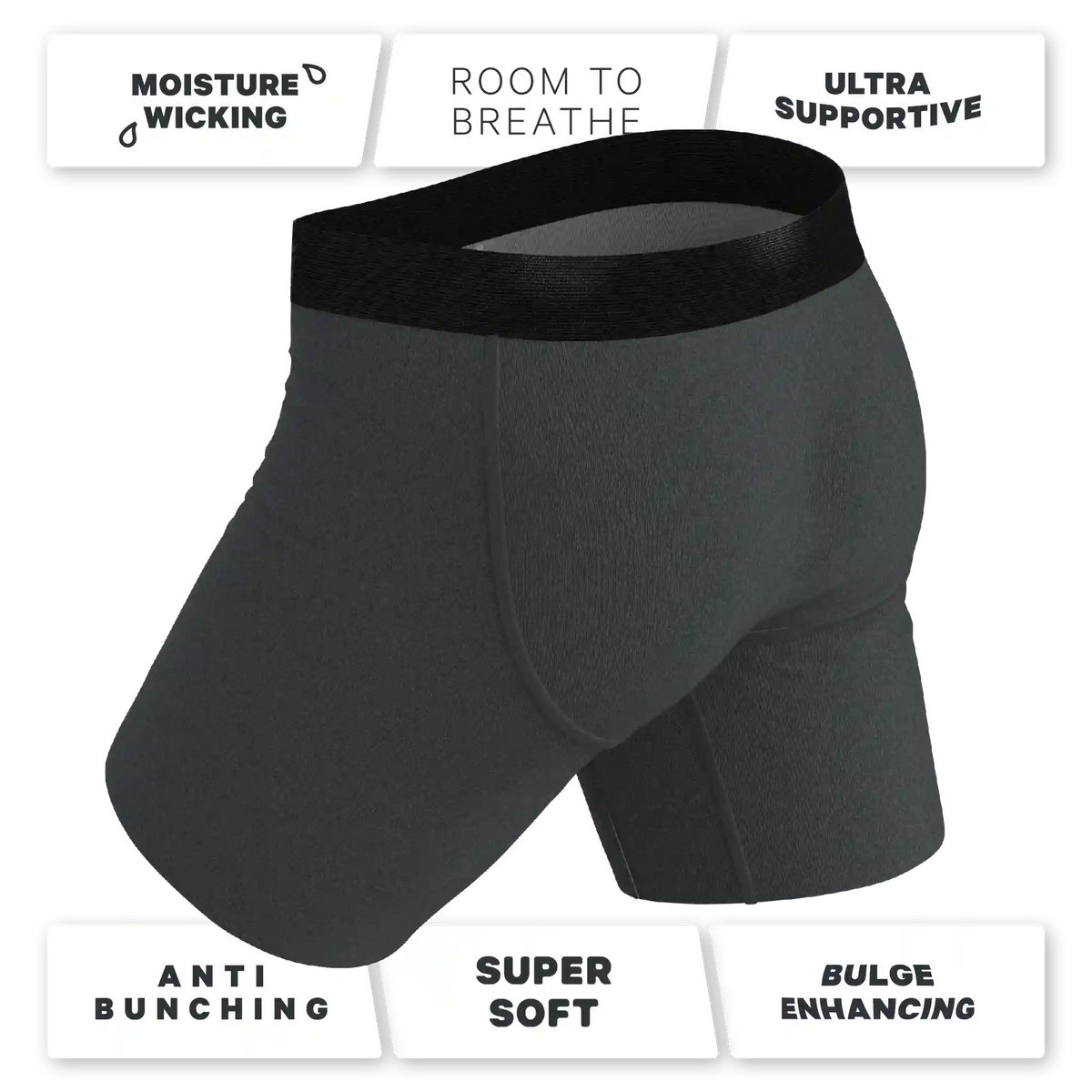 The Basalt | Heather Charcoal Ball Hammock® Boxer - Long Leg