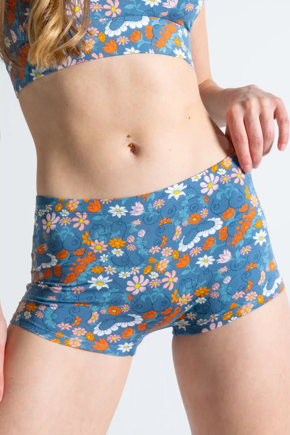 The Gardening Nips | Busty Floral Modal Boyshort Underwear