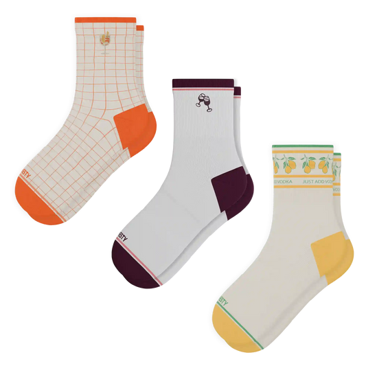 The Happy Hour | Heel Hammock™ Quarter Crew Socks 3 Pack