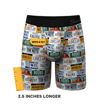 The DMV Catastrophe | License Plates Ball Hammock® Boxer - Long Leg