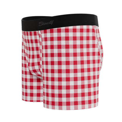 The Hot Diggity | Red Gingham Youth Boxer Briefs