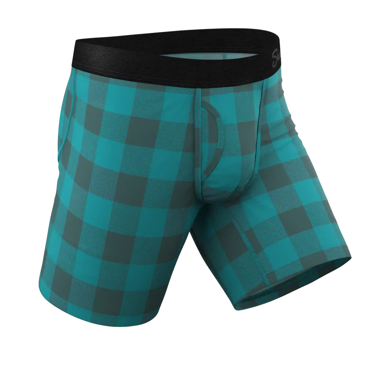 The Plaid And Simple | Green Buffalo Check Ball Hammock® Boxer - Long Leg