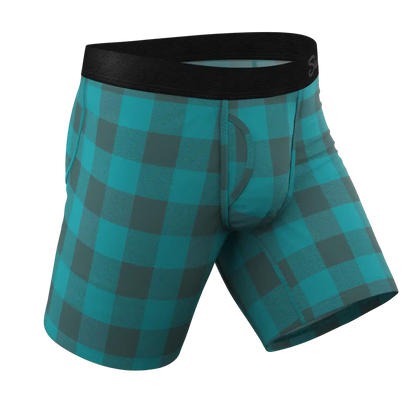 The Plaid And Simple | Green Buffalo Check Ball Hammock® Boxer - Long Leg