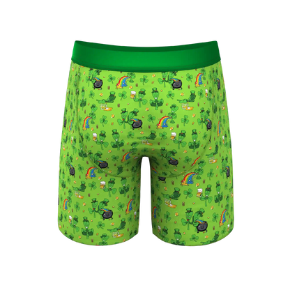 The 3 Leafs To The Wind | St Patricks Day Clovers Ball Hammock® Boxer - Long Leg