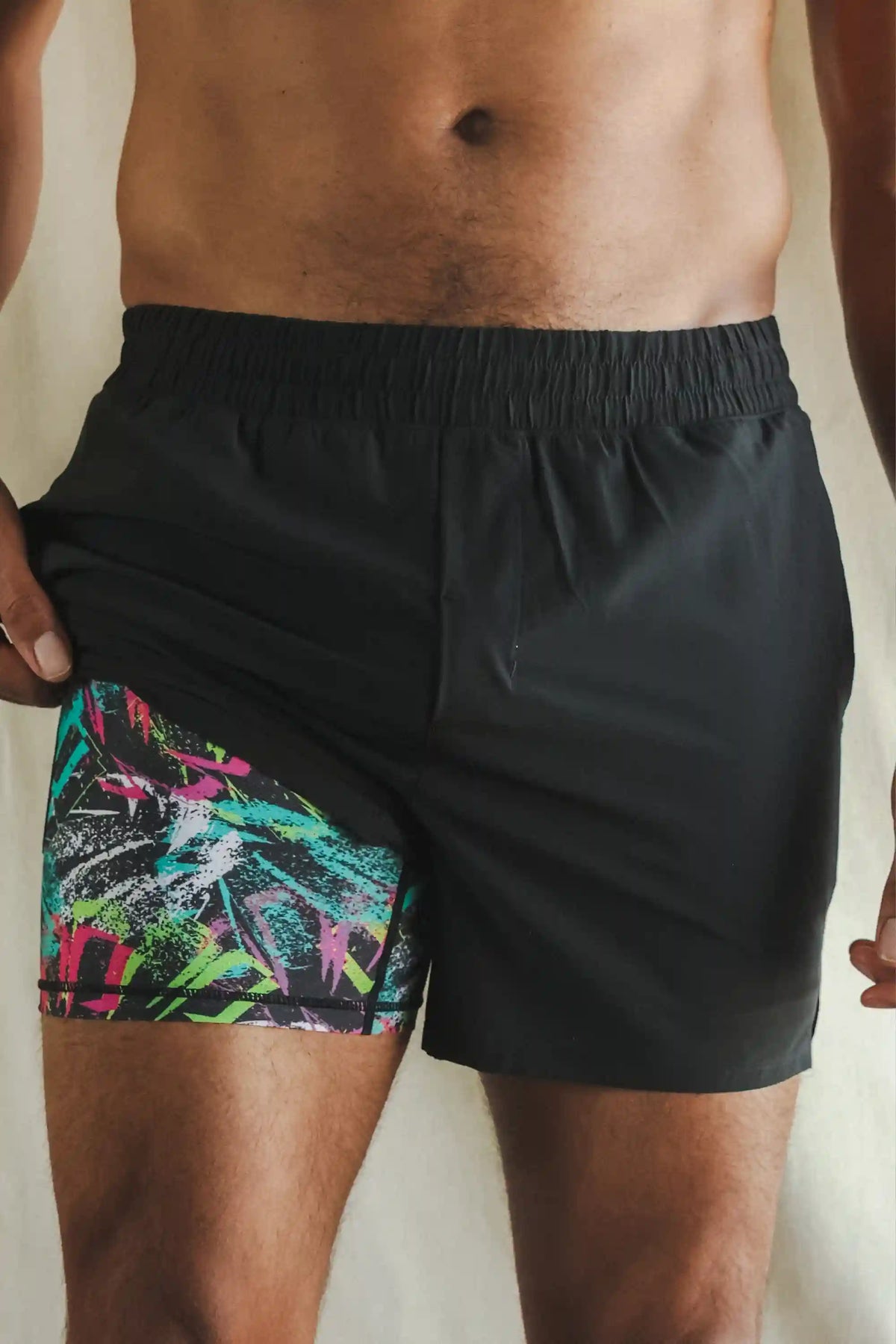 The Warm Up | Black and Neon Ball Hammock® 5 Inch Athletic Shorts