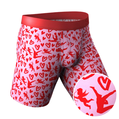 The Cupid Shuffle | Glow in the Dark Valentines Day Ball Hammock® Boxer - Long Leg