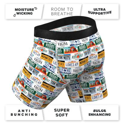 The DMV Catastrophe | License Plates Ball Hammock® Boxer - Long Leg