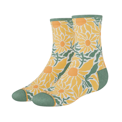 The June Bug | Sunflower Heel Hammock™ Quarter Crew Socks