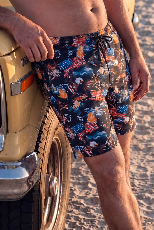 The Declaration | Americana Eagles Ball Hammock® Pouch 8" Swim Trunks