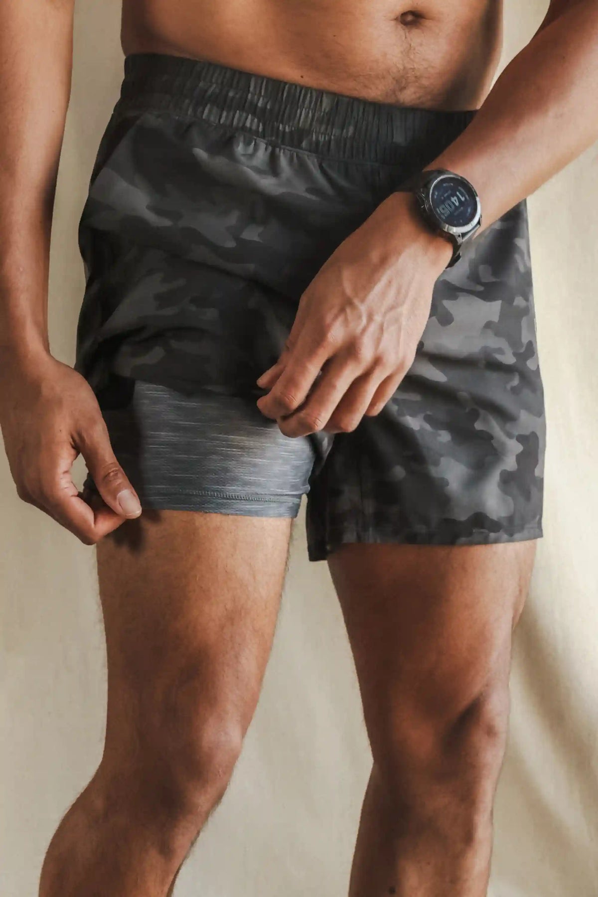 The Darkside | Black and Grey Camo Ball Hammock® 5 Inch Athletic Shorts