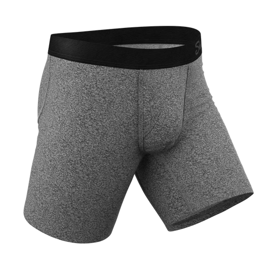 The Seattle Skyline | Black Marble Heather Ball Hammock® Boxer - Long Leg
