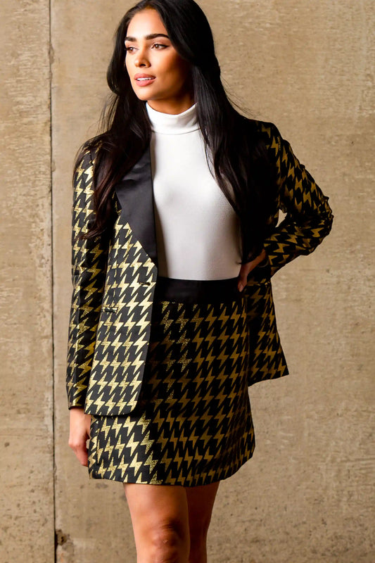 The Caviar and Cocktails | Gold Jacquard Black Label Womens Skirt