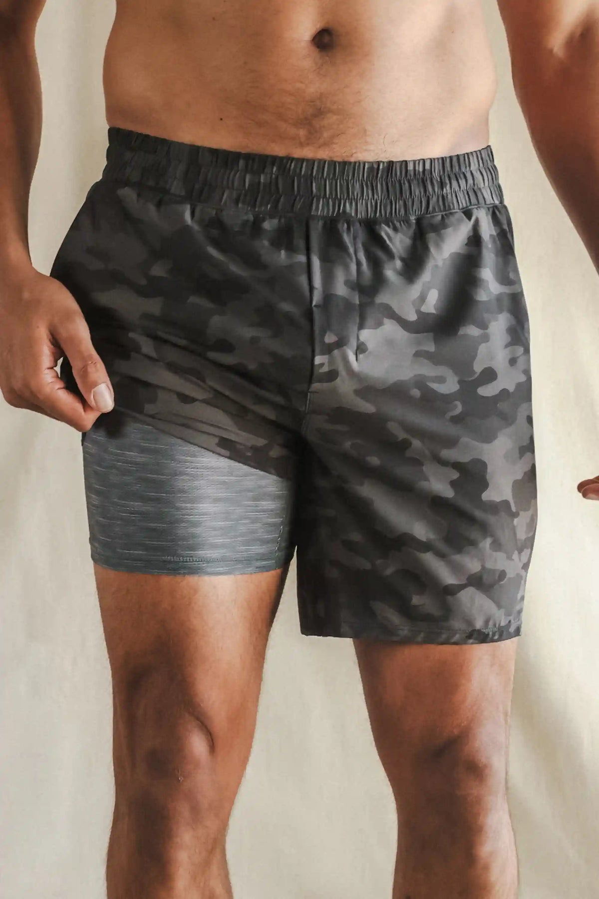 The Darkside | Black and Grey Camo Ball Hammock® 7 Inch Athletic Shorts