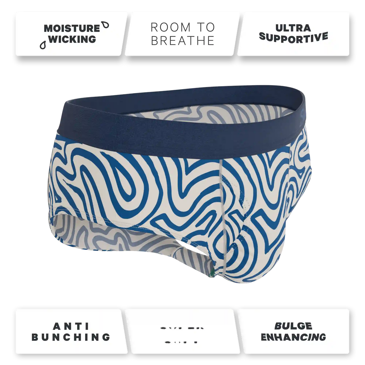 The Rio Grande | Abstract Navy Line Ball Hammock® Pouch Underwear Briefs