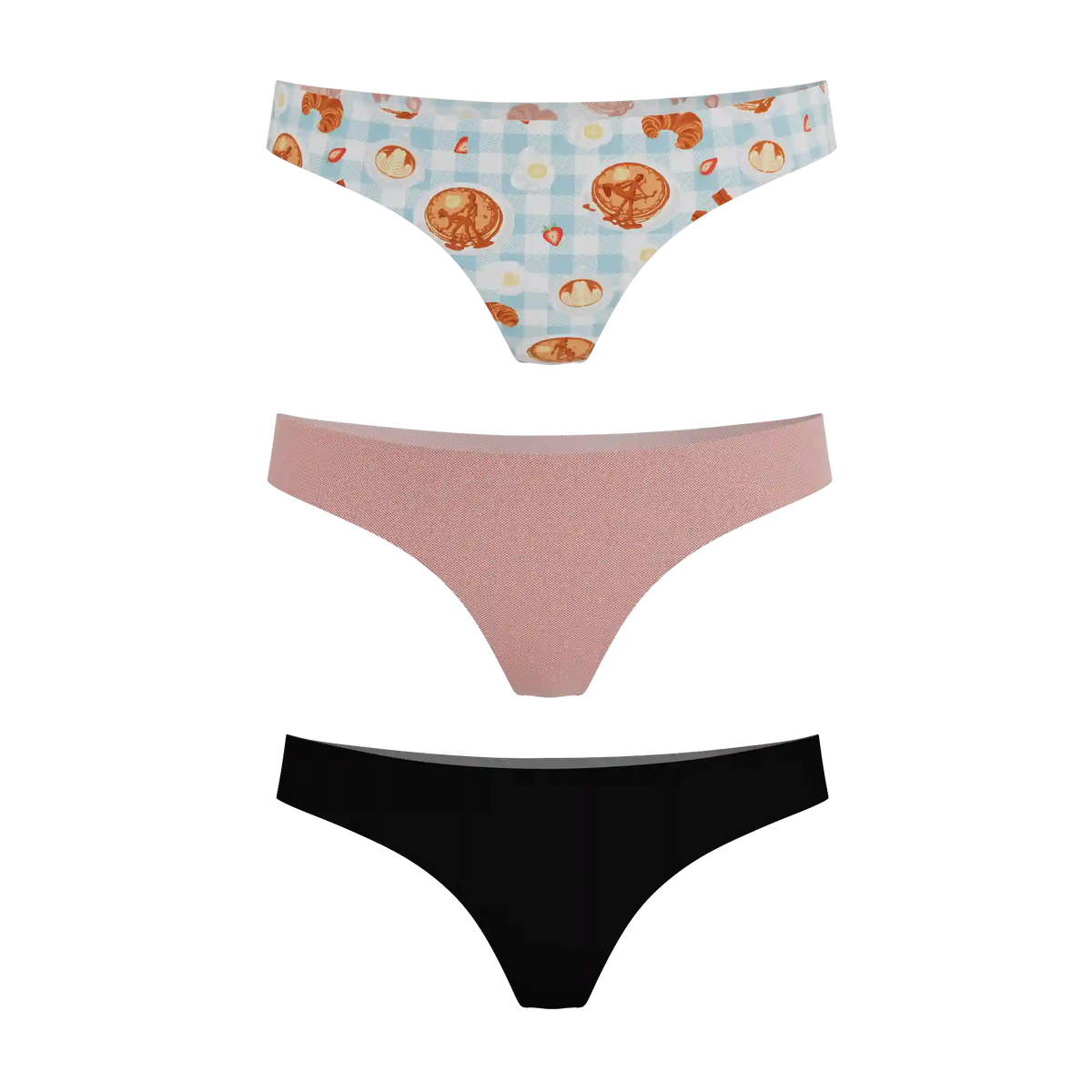 The Breakfast in Bed | Women's Thong Underwear 3 Pack