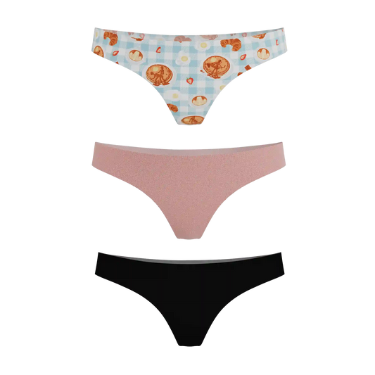The Breakfast in Bed | Women's Thong Underwear 3 Pack