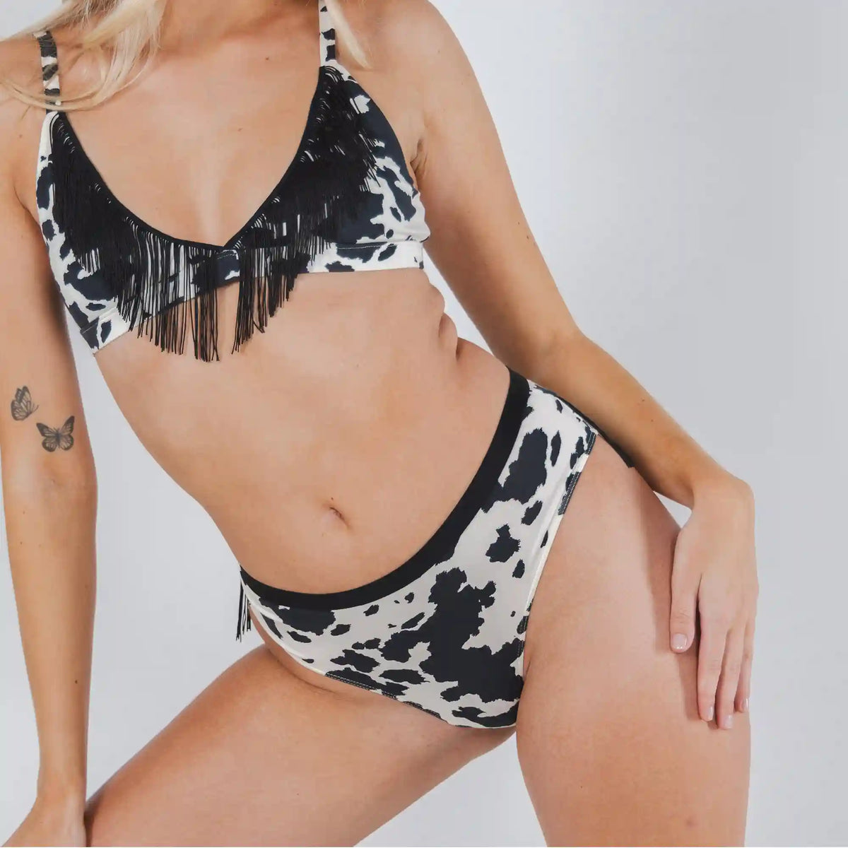 The Graze Escape | Cow Hide Fringe Cheeky Underwear