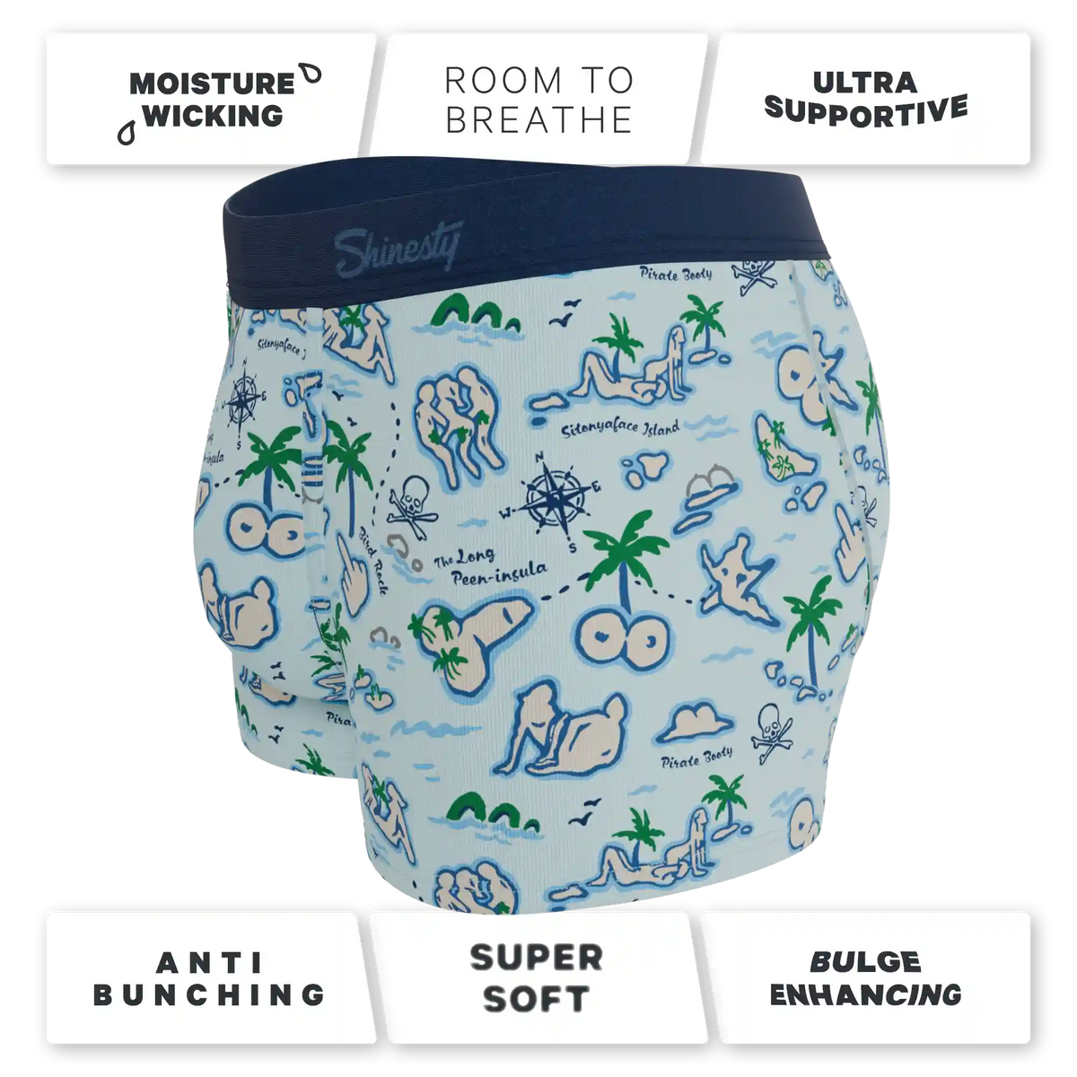 The Pirate's Booty | Naughty Map Ball Hammock® Pouch Trunks Underwear