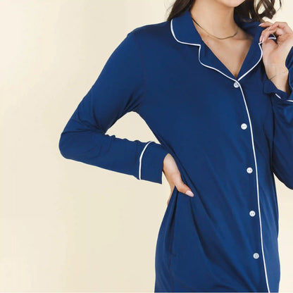 The Big Blue | Navy SleepDeep™ Long Sleeve Pajama Dress