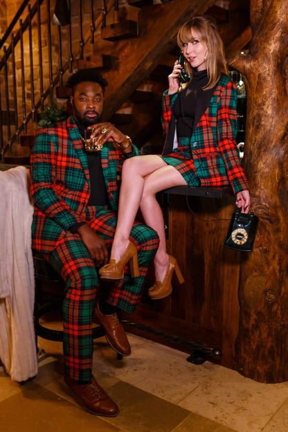 The Lincoln Log Love Lady | Women's Green Plaid Christmas Suit