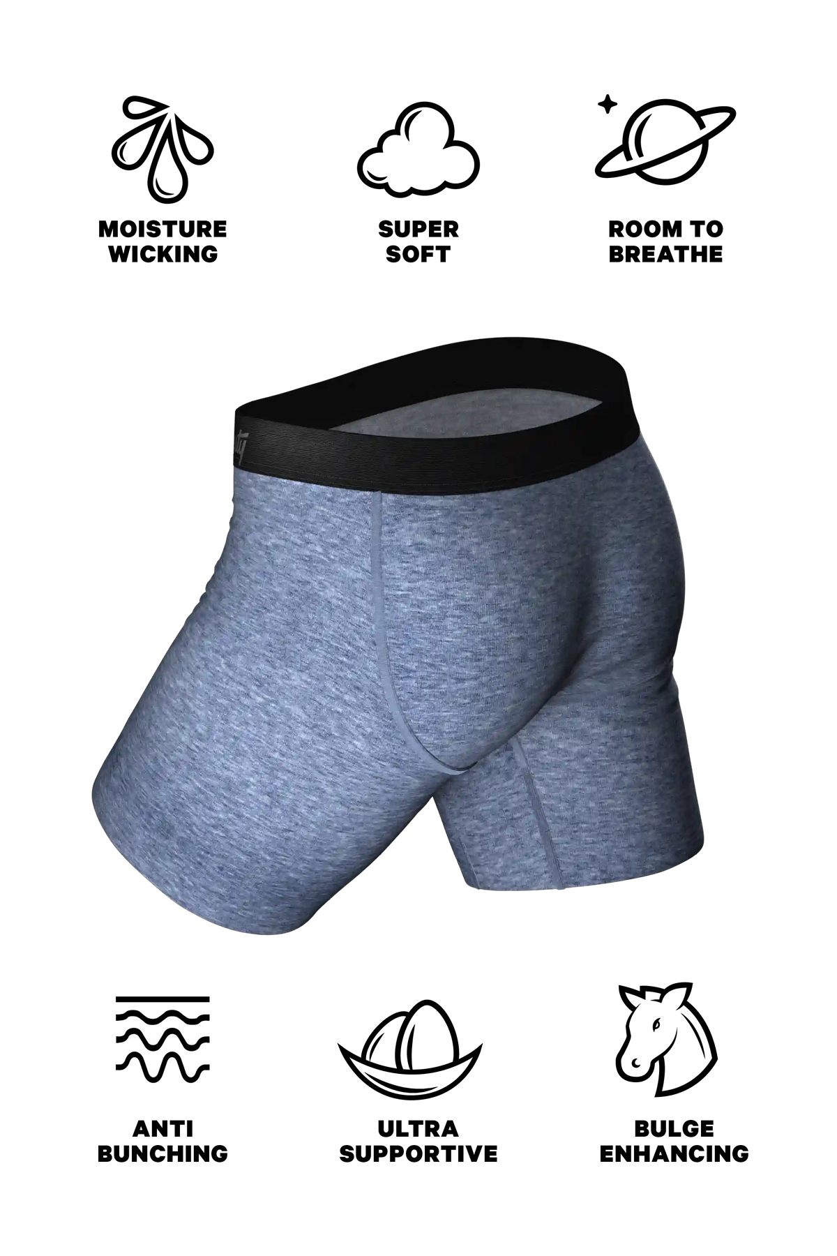 The Blueberry | Blue Heather Ball Hammock® Boxer - Long Leg