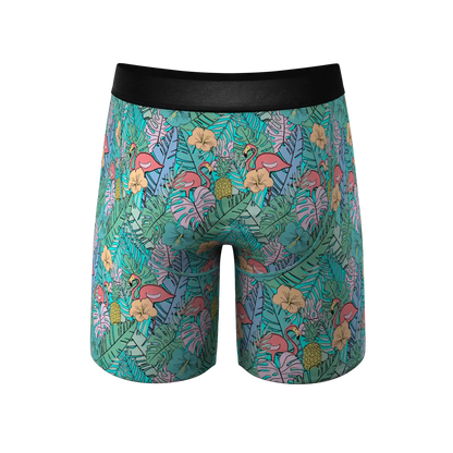 The Hot Tropic | Tropical Flamingo Ball Hammock® Boxer - Long Leg