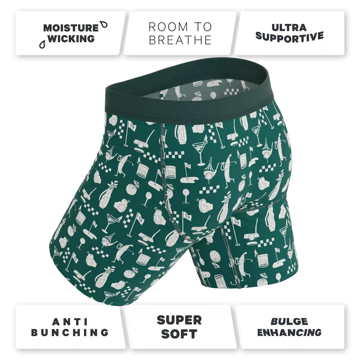 The Mulligan | Green Golf Ball Hammock® Boxer - Long Leg