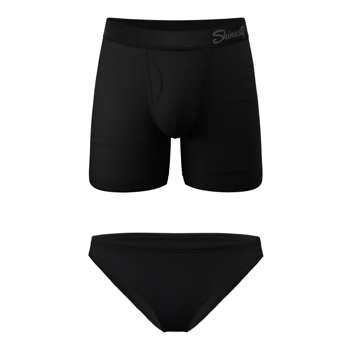 The Threat Level Midnight | Black Bikini and Ball Hammock® Boxer With Fly Matching Couples Underwear Pack
