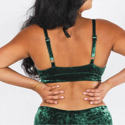The Extravagance | Dark Green Velvet Plunge Bralette