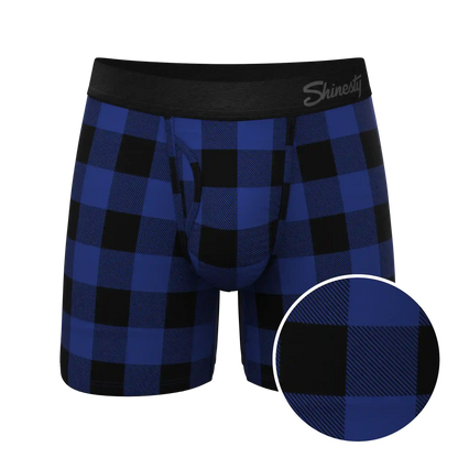 The Precious Plums | Blue Plaid Ball Hammock® Pouch Underwear With Fly