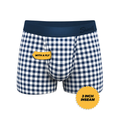 The Mad For Plaid | Navy Gingham Ball Hammock® Pouch Trunks Underwear