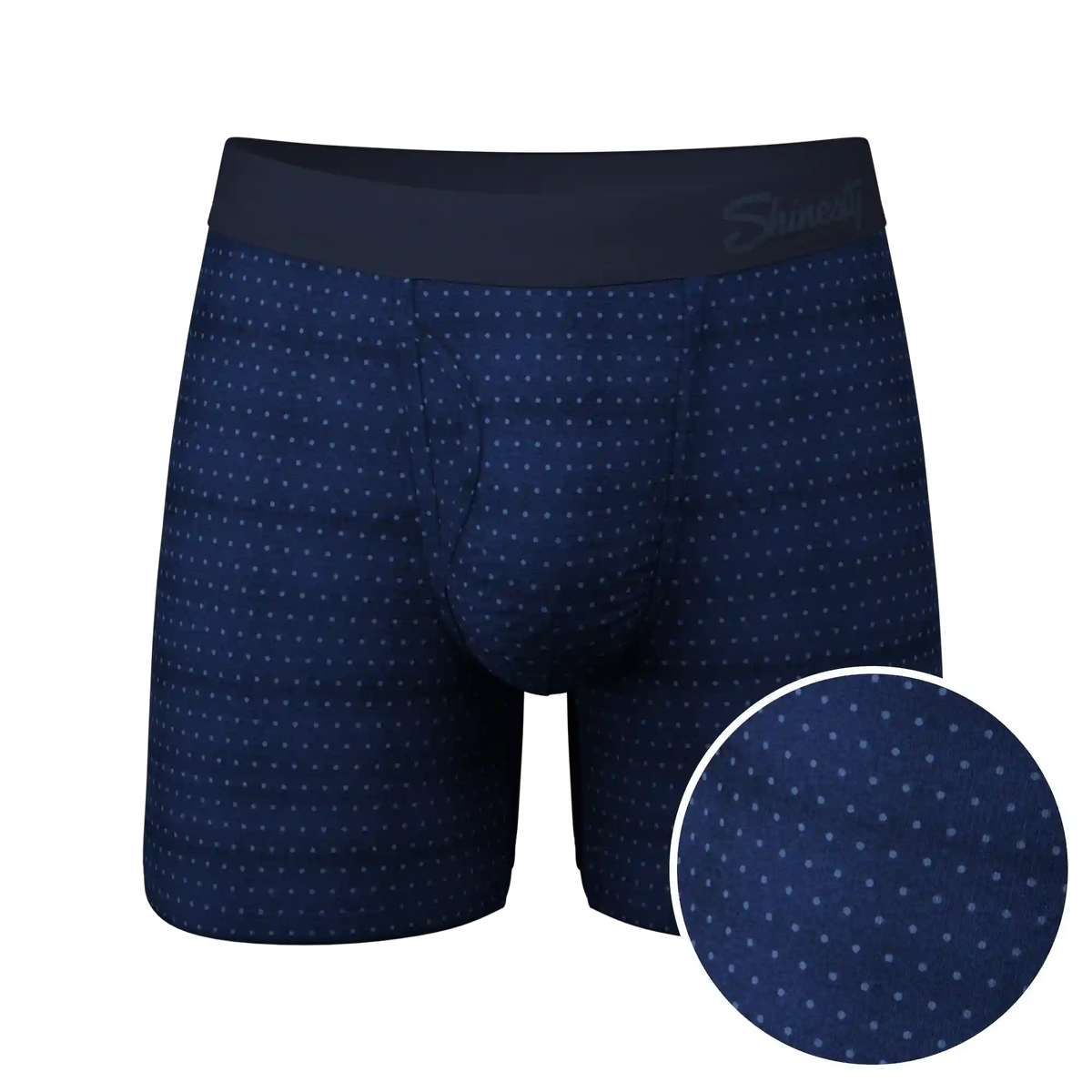 The Forget Me Not | Navy Dot Ball Hammock® Pouch Underwear With Fly