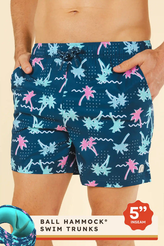The Shorebreak | Navy Tropical Ball Hammock® Pouch 5" Swim Trunks