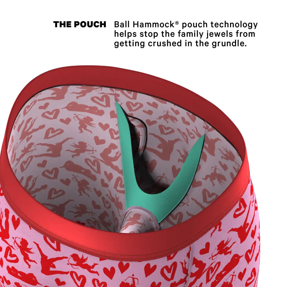 The Cupid Shuffle | Glow in the Dark Valentines Day Ball Hammock® Boxer - Long Leg