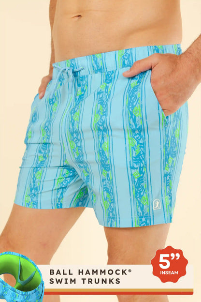 The Conch Shell | Light Blue Retro Ball Hammock® Pouch 5" Swim Trunks
