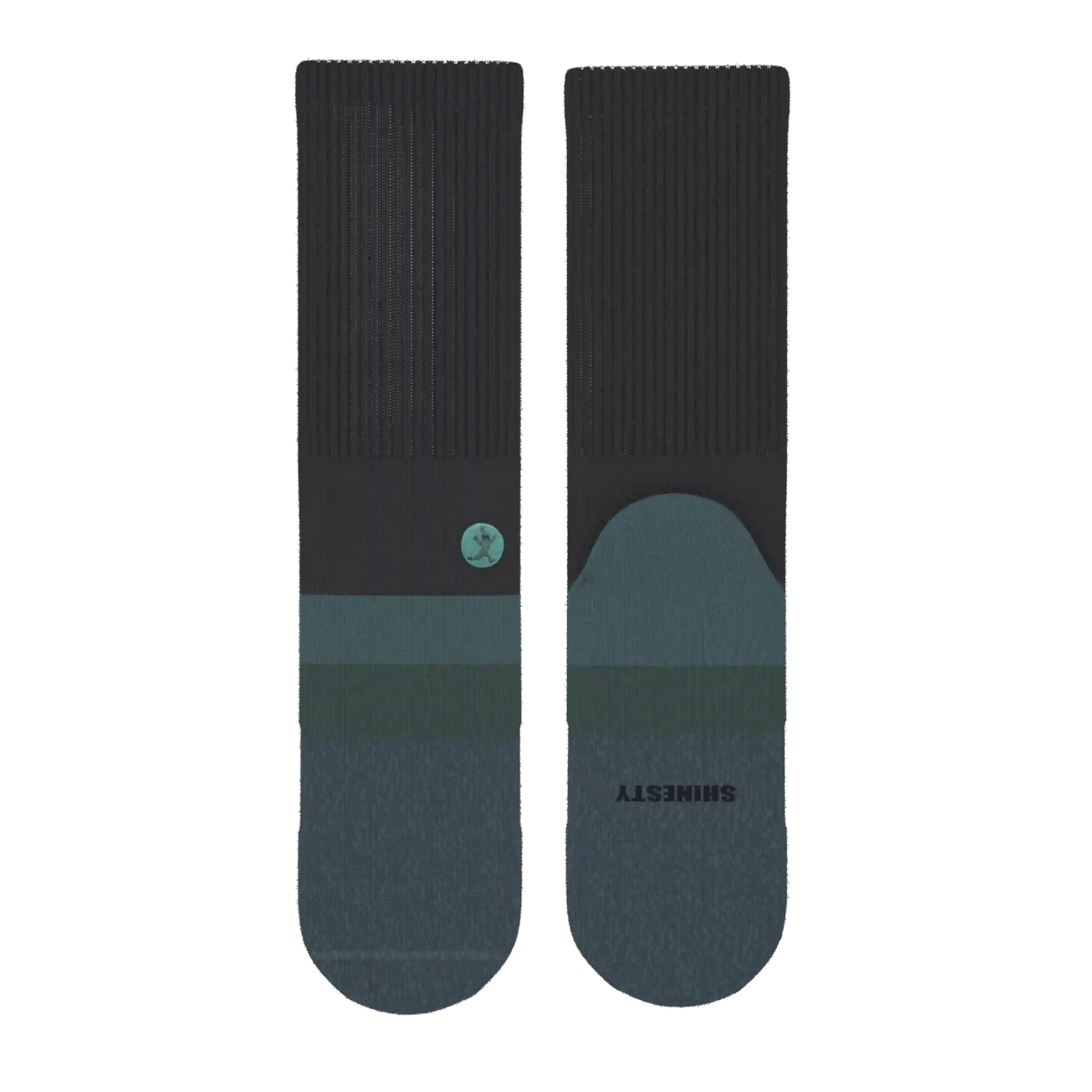 The Night Owl | Black and Teal Heel Hammock™ Crew Socks
