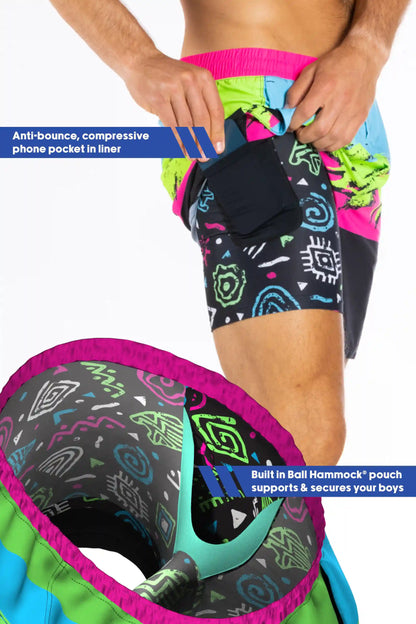 The Cherry Slushy | Neon Retro Ball Hammock® 7 Inch Athletic Shorts