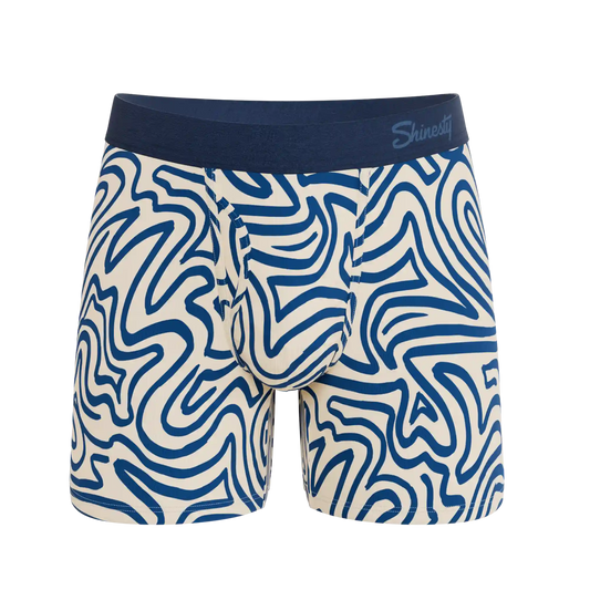 The Rio Grande | Abstract Navy Line Ball Hammock® Pouch Underwear With Fly