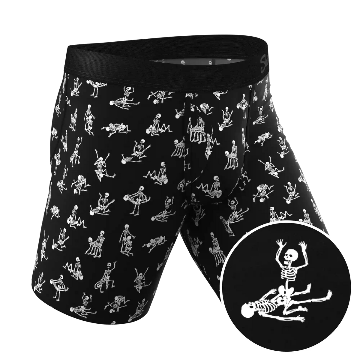 The Bare Back Bones | Glow in the Dark Skeletons Ball Hammock® Boxer - Long Leg