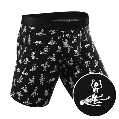 The Bare Back Bones | Glow in the Dark Skeletons Ball Hammock® Boxer - Long Leg