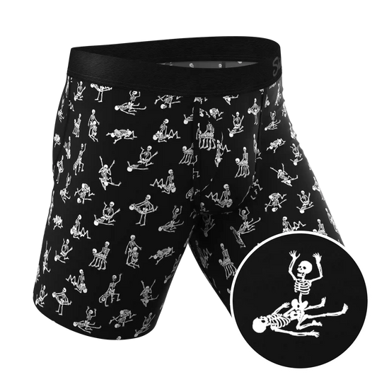 The Bare Back Bones | Glow in the Dark Skeletons Ball Hammock® Boxer - Long Leg