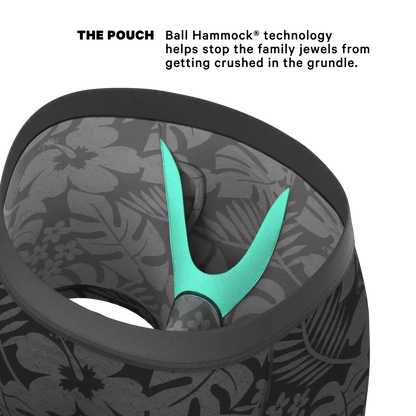 The Midnight Flora | Black Tonal Tropical Ball Hammock® Pouch Underwear With Fly