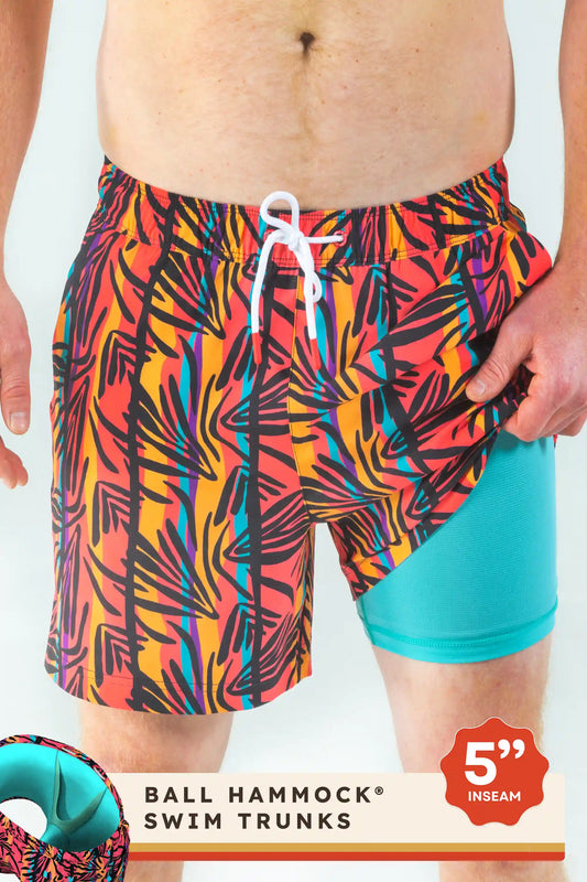 The Bay Breeze | Tropical Neon Ball Hammock® Pouch 5" Swim Trunks