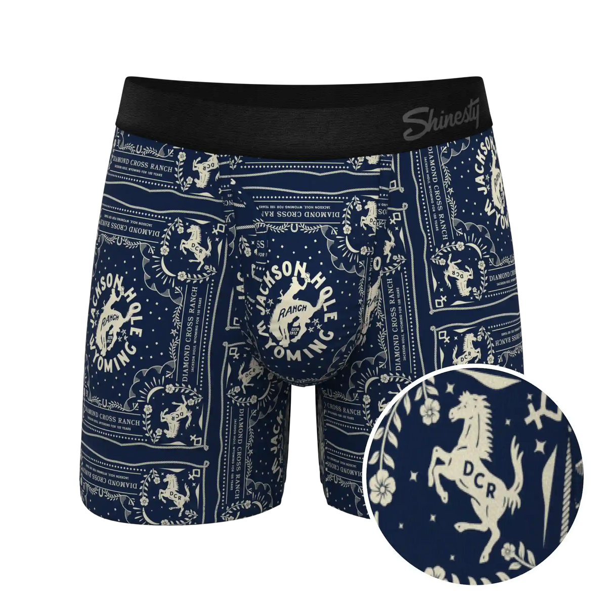 The Wrangle 'Em | Blue Bandana Shinesty x Diamond Cross Ranch Ball Hammock® Pouch Underwear With Fly