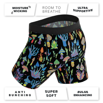The Super Shroom | Neon Mushrooms Ball Hammock® Boxer - Long Leg