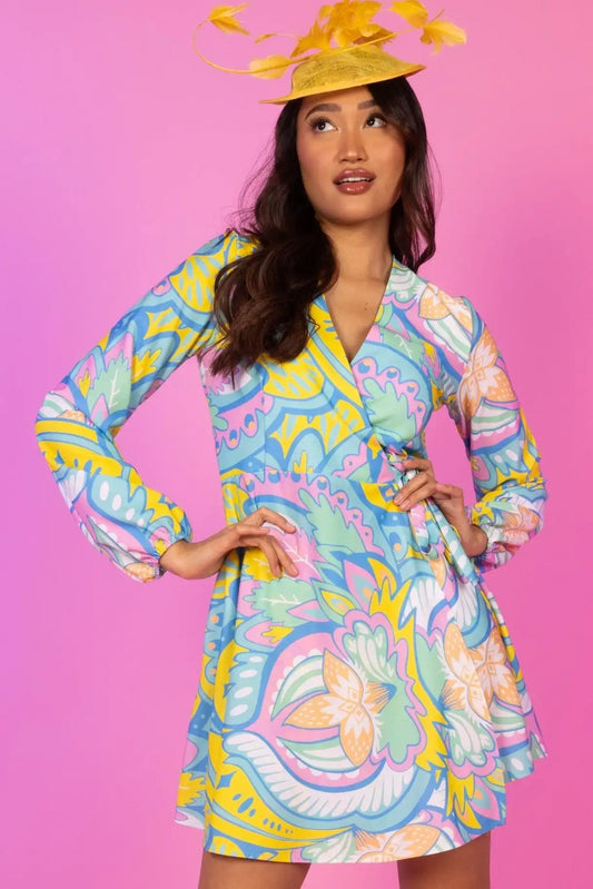 The April Showers | Abstract Paisley Wrap Dress